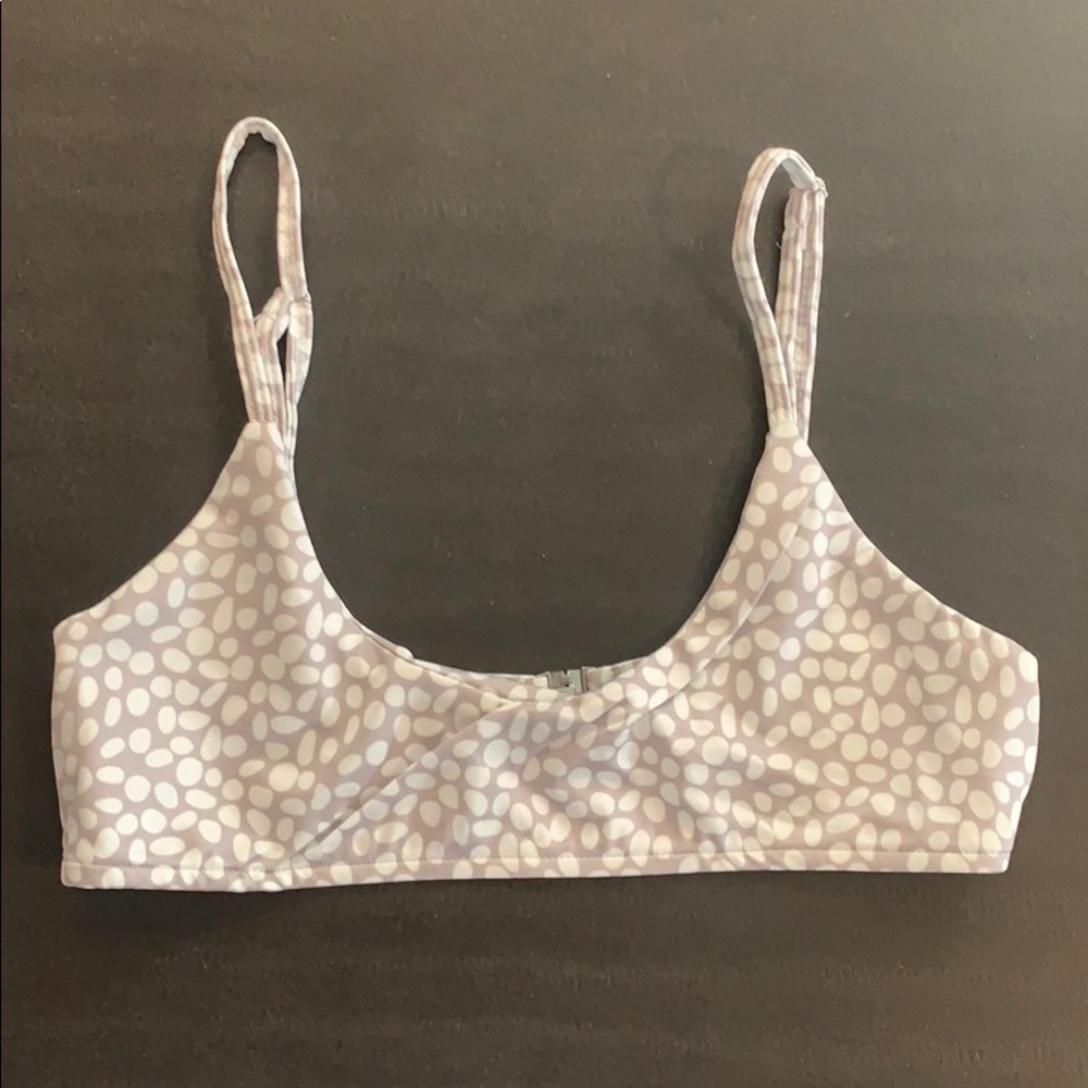 GREY WHITE POLKA DOT BIKINI TOP